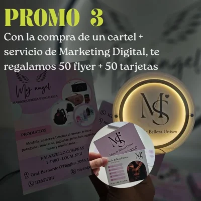 PROMO 3 - Cartel a elección + Servicio de Marketing Digital + TE REGALAMOS 50 FLYER Y 50 TARJETAS
