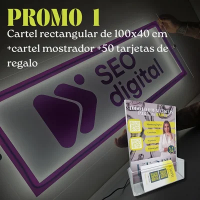 PROMO 1 - Cartel Rectangular + Cartel Mostrador + 50 Tarjetas de Regalo